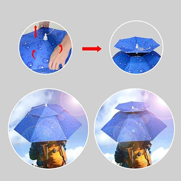 Qukipet Umbrella Hat – 37" Hands-Free Sun & Rain Protection, Adjustable Rubber Headband, Folding Design For Fishing, Gardening, Beach - View #7
