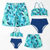 Family Matching Blue Leaves Ruffled Printed Swimsuits