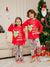 New Christmas family pajamas set with cartoon letter pattern