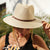 UPF 50+Wide Brim Panama Fedora Beach Hat with Wind Lanyard