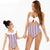 Striped Print Sweet Cute One-Piece Mommy and Me Swimsuit