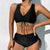 Lace Up Black High Waisted Bikini Two Piece Swimsuit