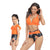Solid Top & Floral High Waist Bottom Mommy and Me Swimsuit