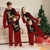 Christmas Gold Reindeer Print Red Plaid Family Matching Pajamas Sets