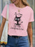 I Am Fine Everything Is Fine Slogan T-Shirt Cat Cotton Short Sleeve Crew Neck Shirt Top