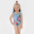 Family Matching Blue Pink Flower Printed Swimsuits