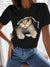 3D Cat Graphic Tee Cute Funny Animal Printed Crew Neck Tshirt